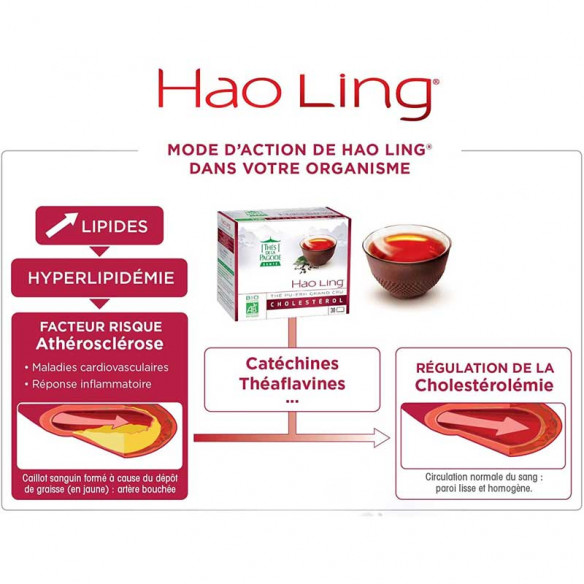 Hao Ling Tea, Organic pu-erh tea, Anti-cholesterol tea - 90 bags