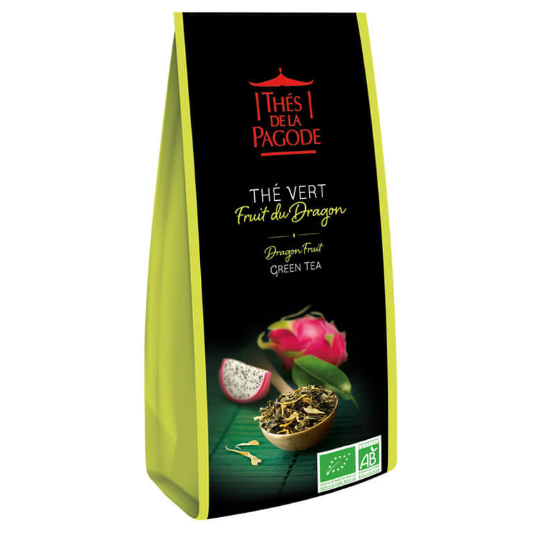 Thé vert fruit du dragon - Visuel du sachet de 100g