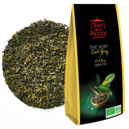 Thé vert earl grey bio - Visuel du sachet de 100g avec blend