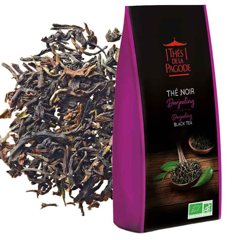 Thé Noir Darjeeling - Visuel du sachet de 100g + blend