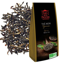 Thé Noir Yunnan - Visuel du sachet de 100g + blend