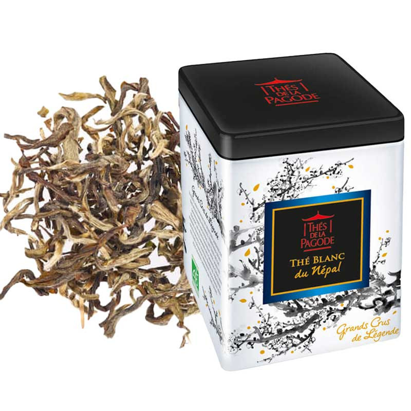 Thé blanc du Népal 50g- Visuel de la boite prestige + blend